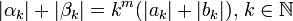 |\alpha_k|+|\beta_k|=k^m(|a_k|+|b_k|),\,k\in\mathbb{N}