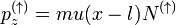 p_z^{(\uparrow)}=mu(x-l)N^{(\uparrow)}