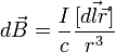 d\vec{B}=\frac{I}{c}\frac{[d\vec{l}\vec{r}]}{r^3}dV