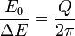 \frac{E_0}{\Delta E}=\frac{Q}{2\pi}