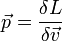 \vec{p}=\frac{\delta L}{\delta \vec{v}}