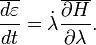 \frac{\overline{d\varepsilon}}{dt}=\dot{\lambda}\frac{\overline{\partial H}}{\partial \lambda}.