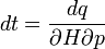 dt=\frac{dq}{\partial H\partial p}