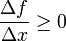 \frac{\Delta f}{\Delta x}\ge 0