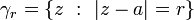 \gamma_r=\{z~:~|z-a|=r\}