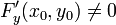 F'_y(x_0, y_0)\ne 0