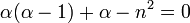 \alpha(\alpha-1)+\alpha-n^2=0