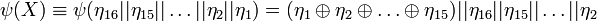 \psi(X)\equiv \psi(\eta_{16}||\eta_{15}||\ldots||\eta_{2}||\eta_{1})=(\eta_1\oplus\eta_2\oplus\ldots\oplus\eta_{15})||\eta_{16}||\eta_{15}||\ldots||\eta_{2}