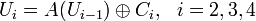 U_i=A(U_{i-1})\oplus C_i,~~i=2,3,4