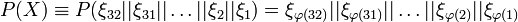 P(X)\equiv P(\xi_{32}||\xi_{31}||\ldots ||\xi_{2}||\xi_{1})=\xi_{\varphi(32)}||\xi_{\varphi(31)}||\ldots||\xi_{\varphi(2)}||\xi_{\varphi(1)}
