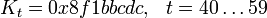 K_t=0x8f1bbcdc,~~t=40\ldots 59