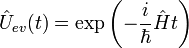 \hat{U}_{ev}(t)=\mathrm{exp}\left(-\frac{i}{\hbar}\hat{H}t\right)
