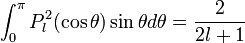 \int^{\pi}_0 P_l^2(\cos\theta)\sin\theta d\theta=\frac{2}{2l+1}